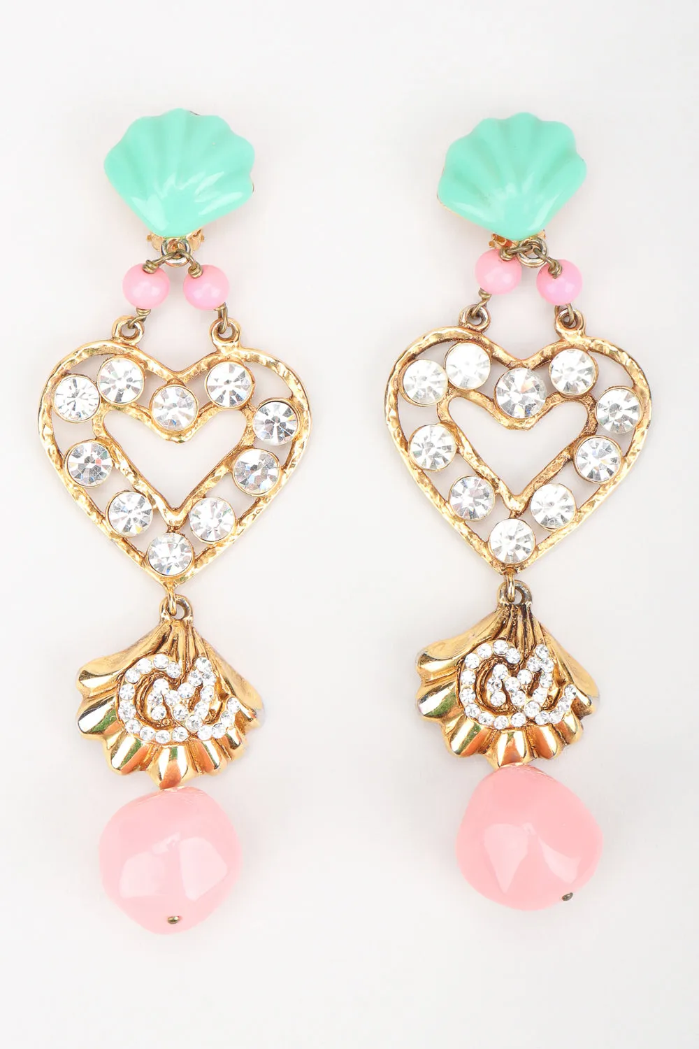 Mermaid Crystal Heart Drop Earrings