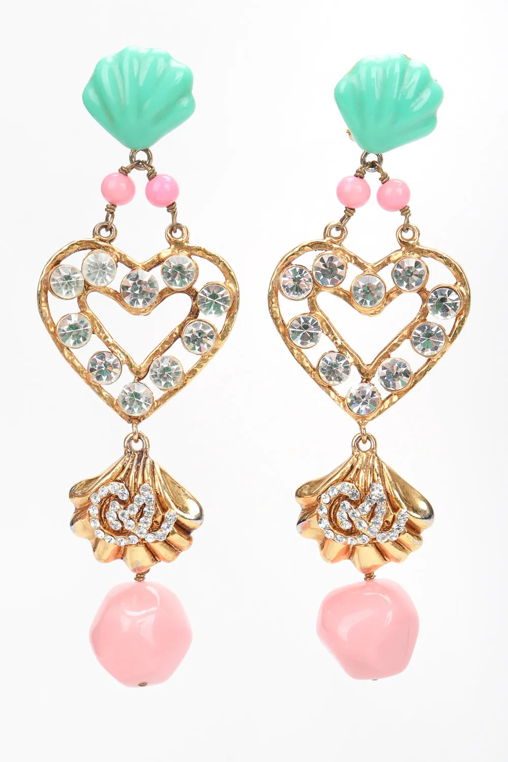 Mermaid Crystal Heart Drop Earrings