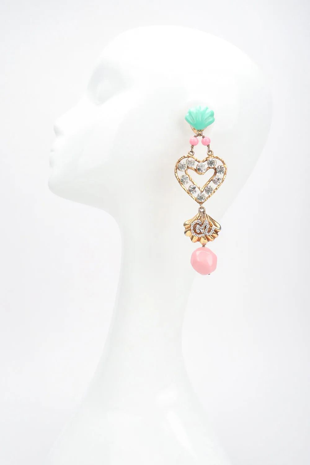 Mermaid Crystal Heart Drop Earrings