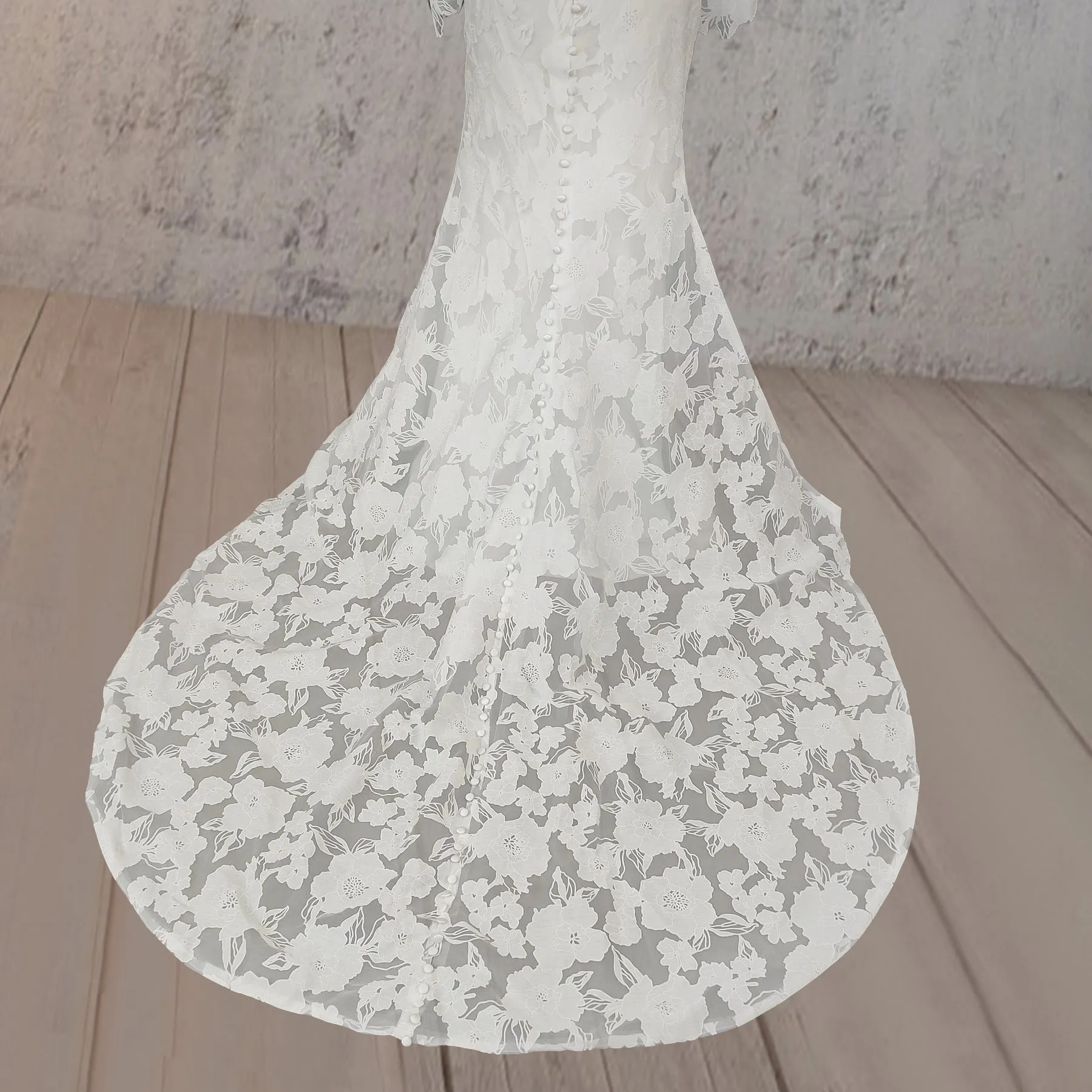 Mermaid Off the Shoulder Long Sleeves Wedding Dress with Slit