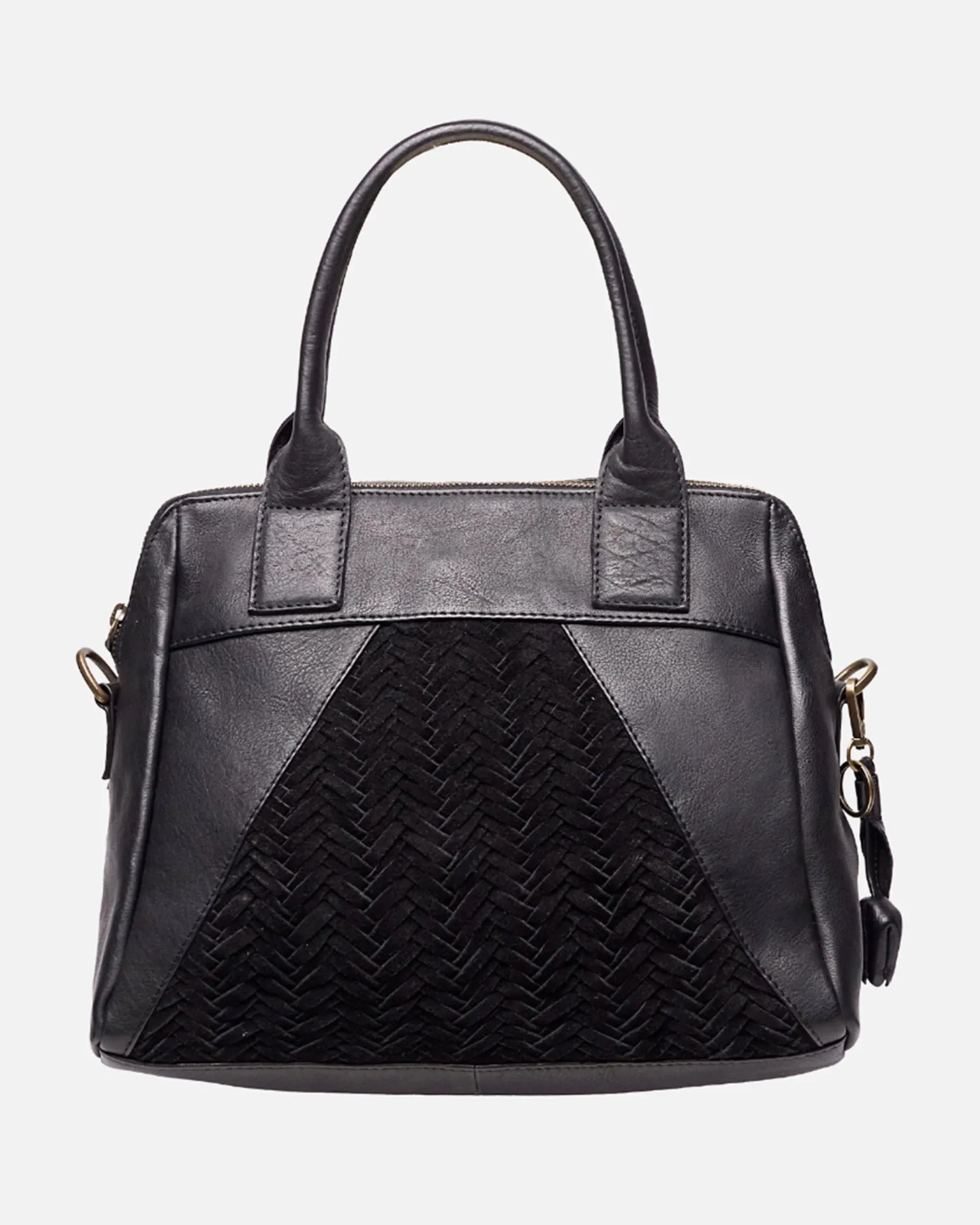 Mesman | Suede Leather Herringbone Satchel Bag