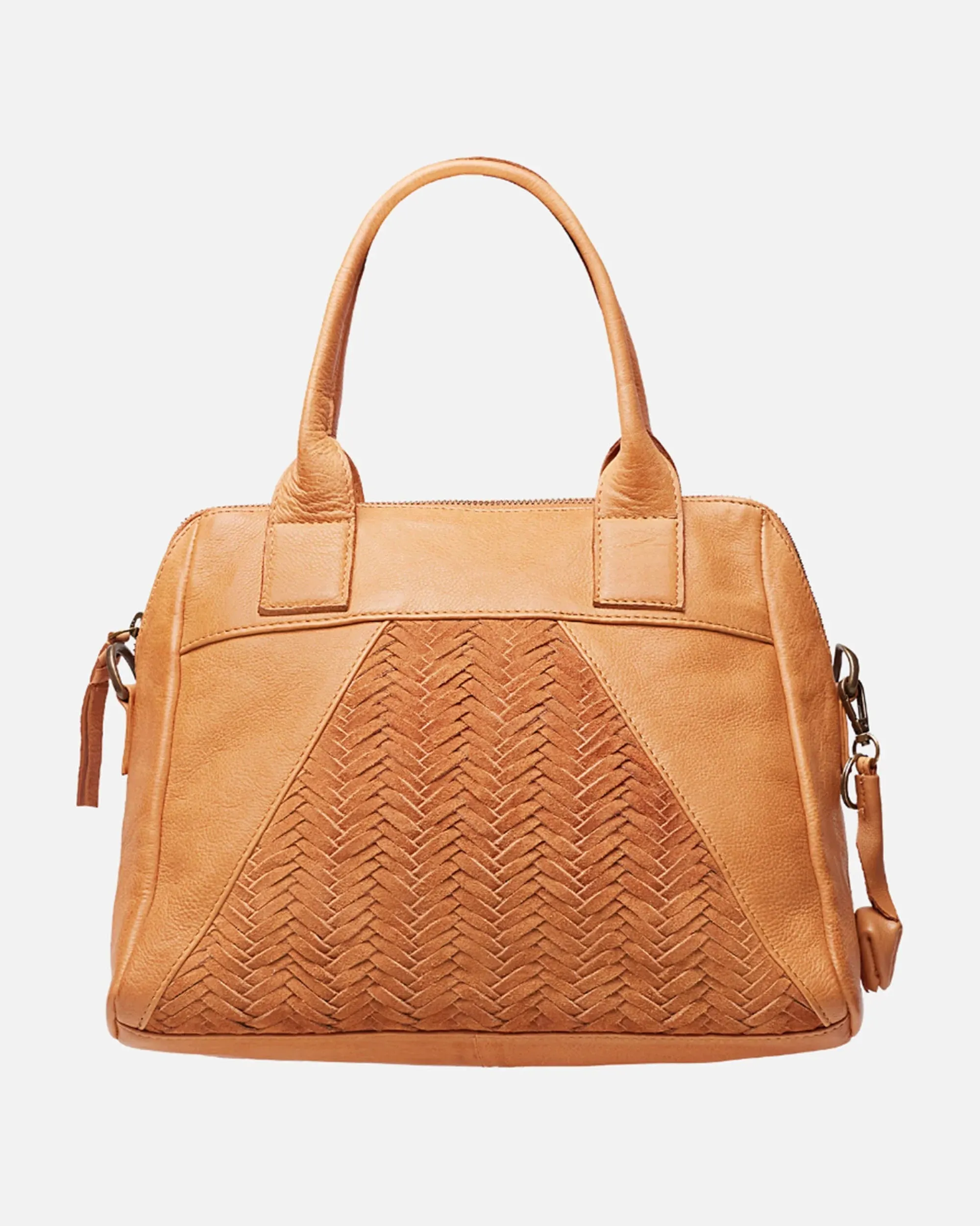 Mesman | Suede Leather Herringbone Satchel Bag