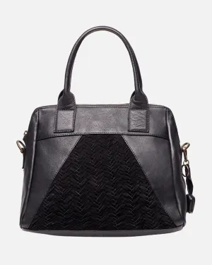 Mesman | Suede Leather Herringbone Satchel Bag