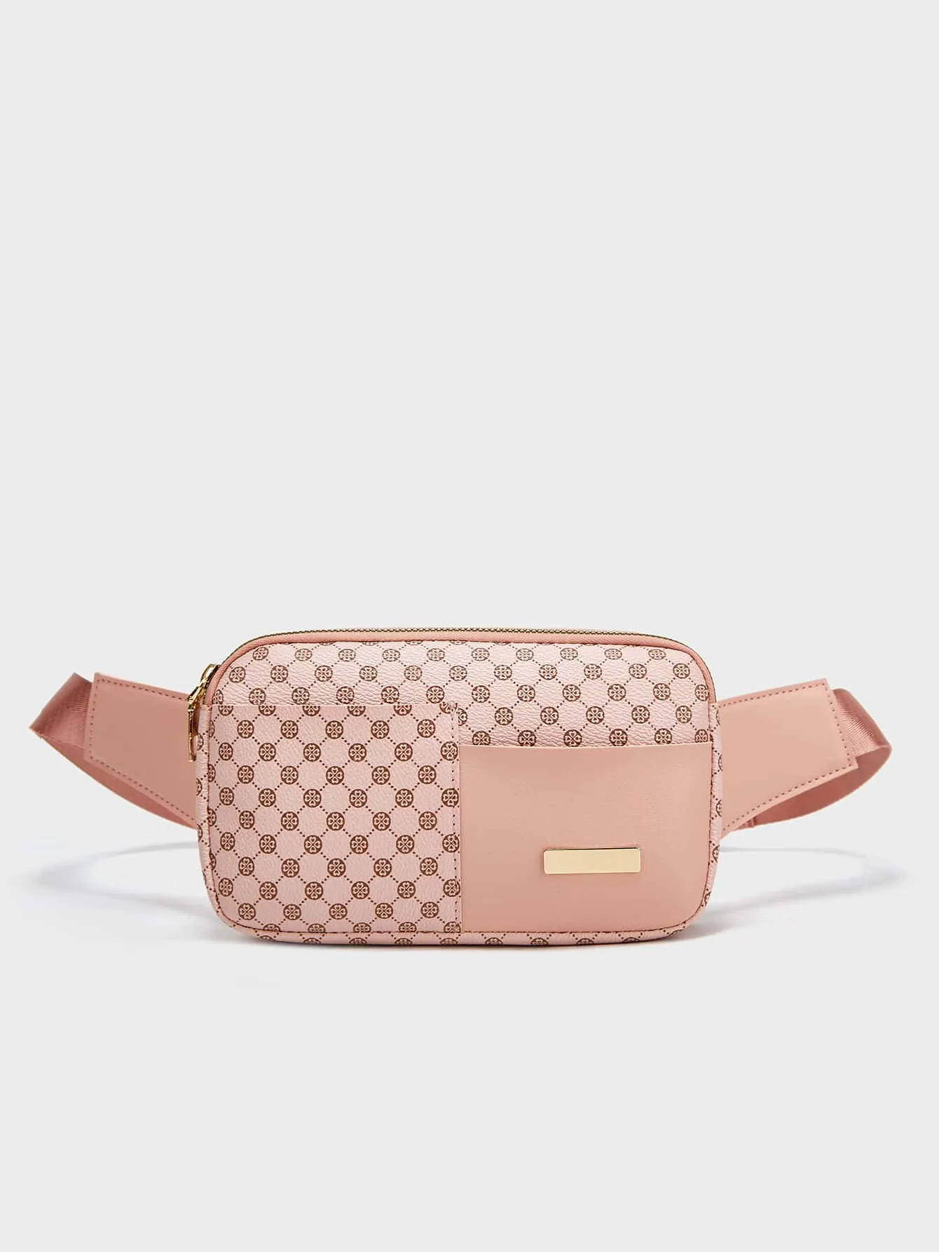 Metal Decor Floral Pattern Fanny Pack - Pink- FD ⚡