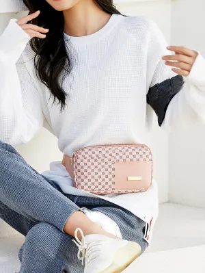 Metal Decor Floral Pattern Fanny Pack - Pink- FD ⚡