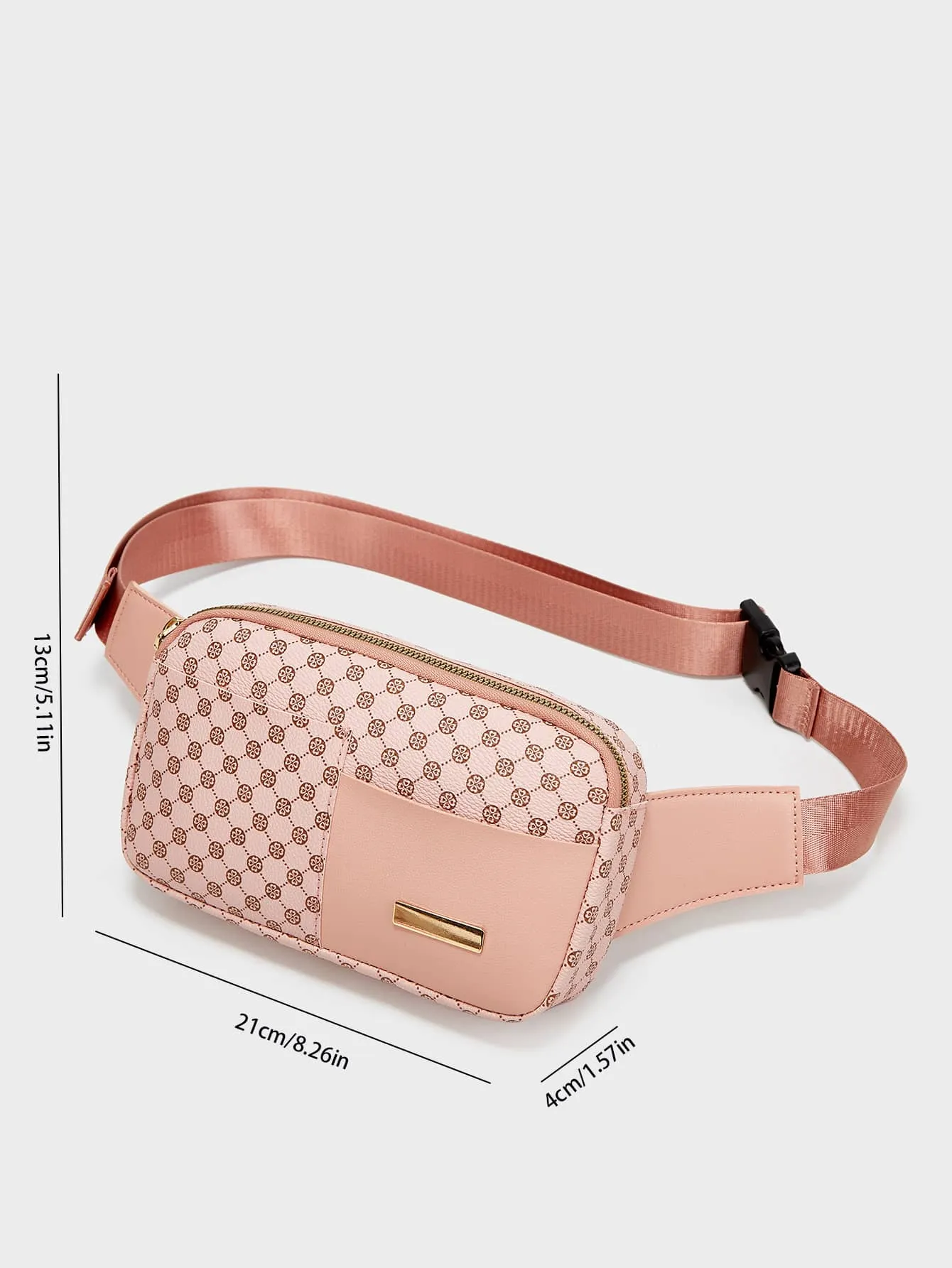 Metal Decor Floral Pattern Fanny Pack - Pink- FD ⚡