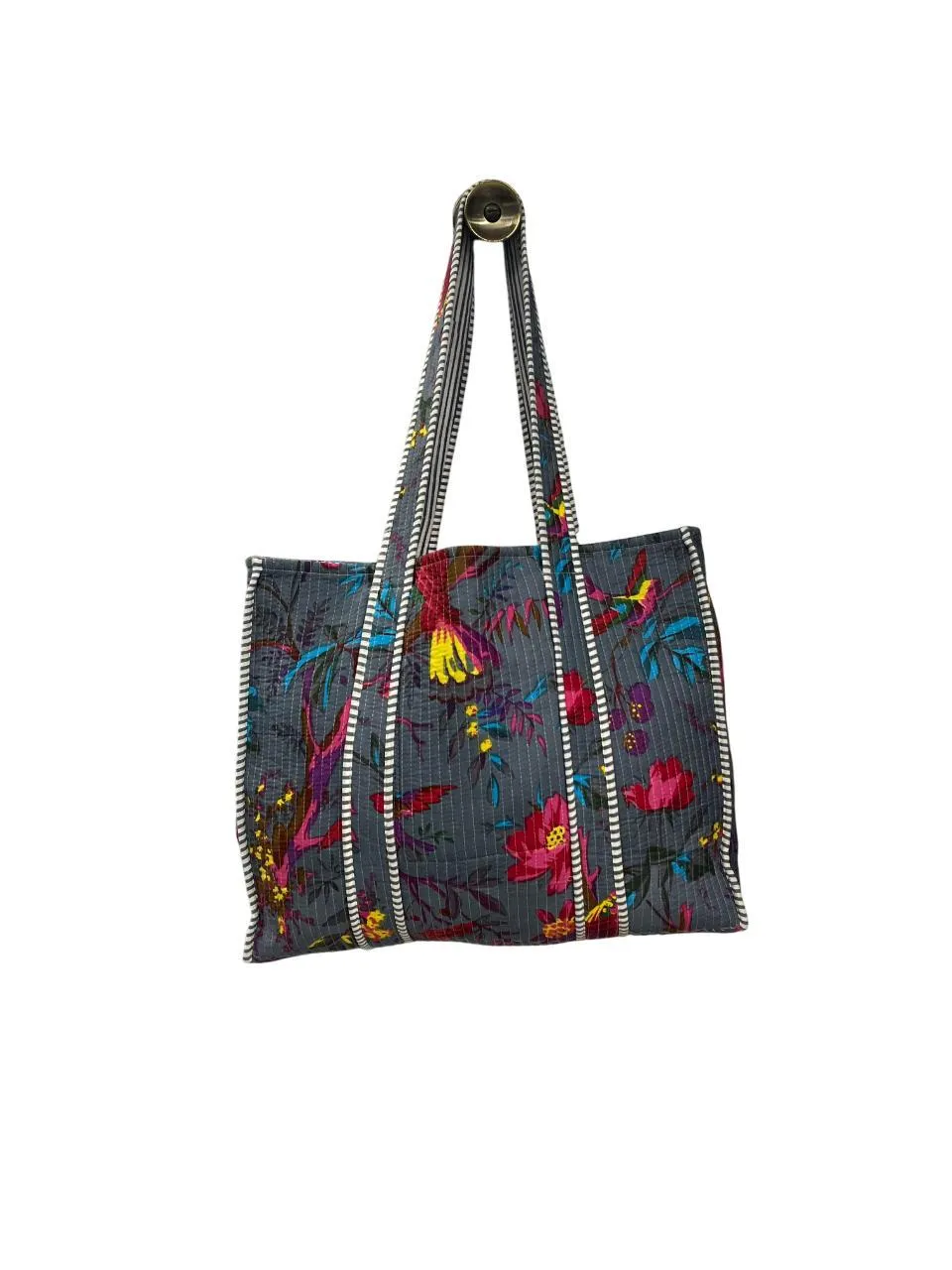 Midnight Bloom Reversible Quilted Tote Bag