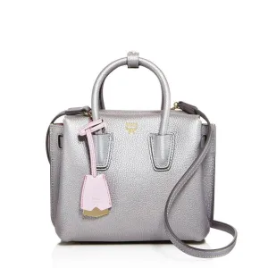 Milla Mini Leather Silver Metallic Tote Bag
