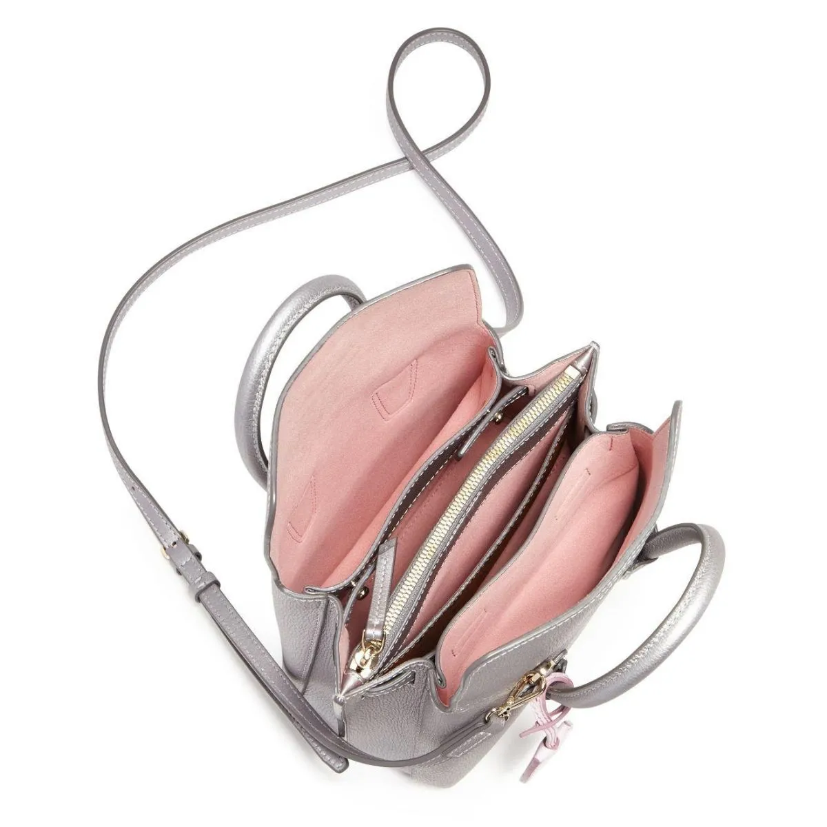 Milla Mini Leather Silver Metallic Tote Bag