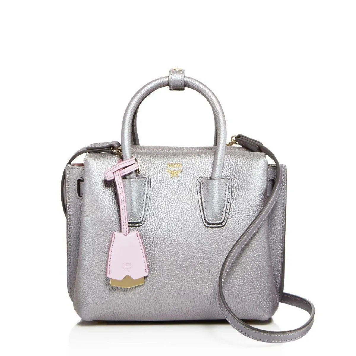 Milla Mini Leather Silver Metallic Tote Bag