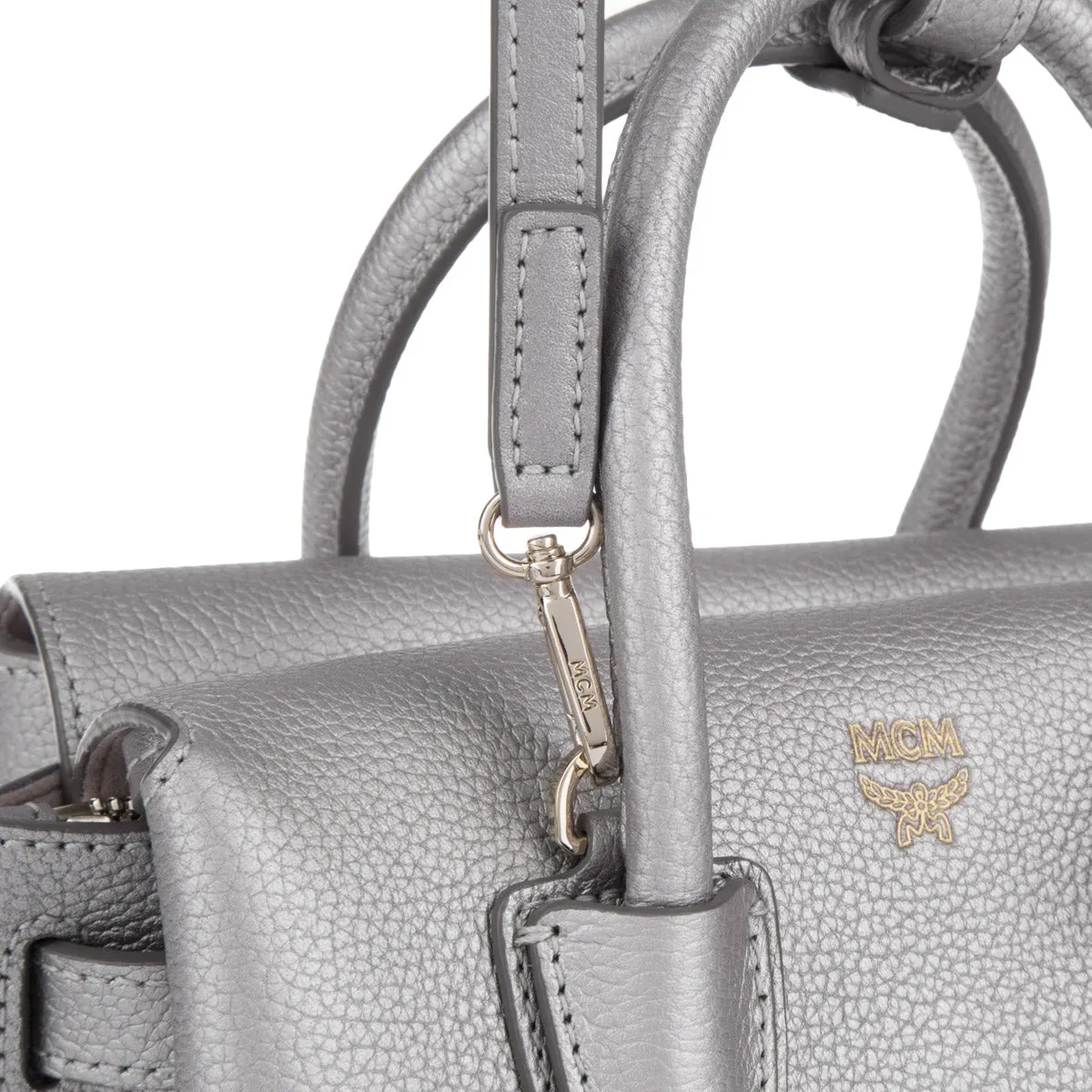Milla Mini Leather Silver Metallic Tote Bag