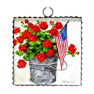 Mini Bucket of Geraniums Print