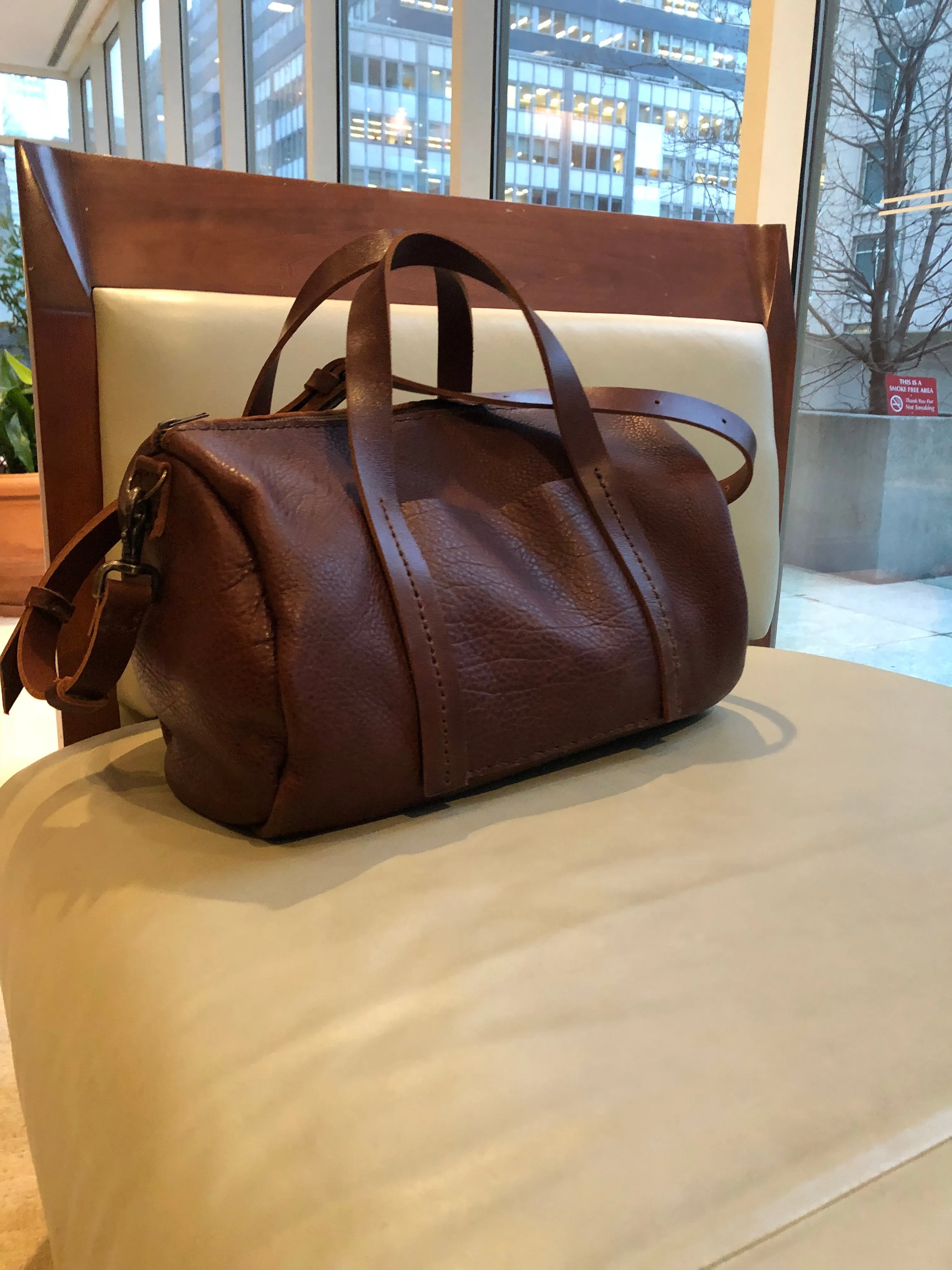 Mini Duffle / Crossbody Leather Duffle / Handmade leather travel bag / Made in New York