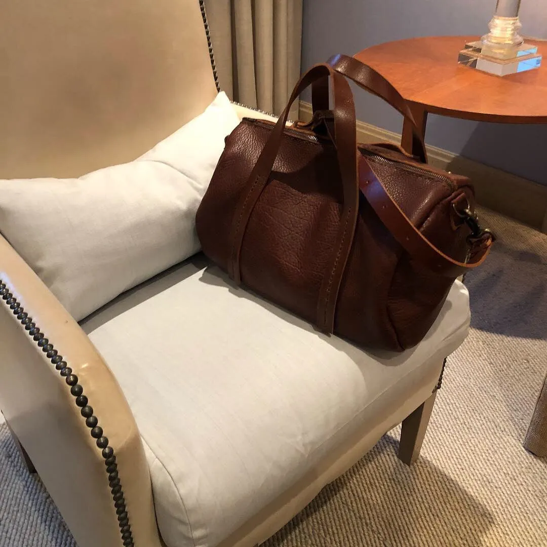 Mini Duffle / Crossbody Leather Duffle / Handmade leather travel bag / Made in New York