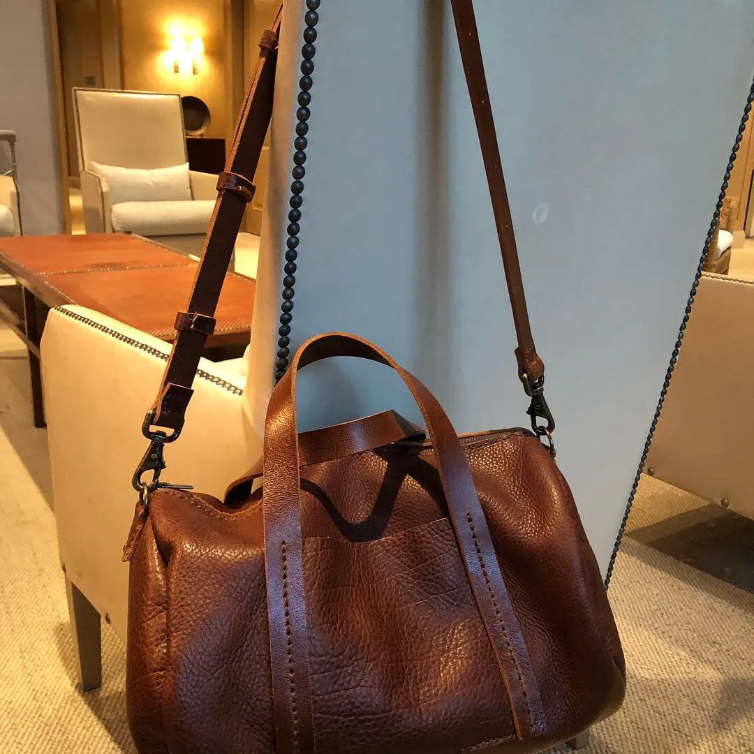 Mini Duffle / Crossbody Leather Duffle / Handmade leather travel bag / Made in New York