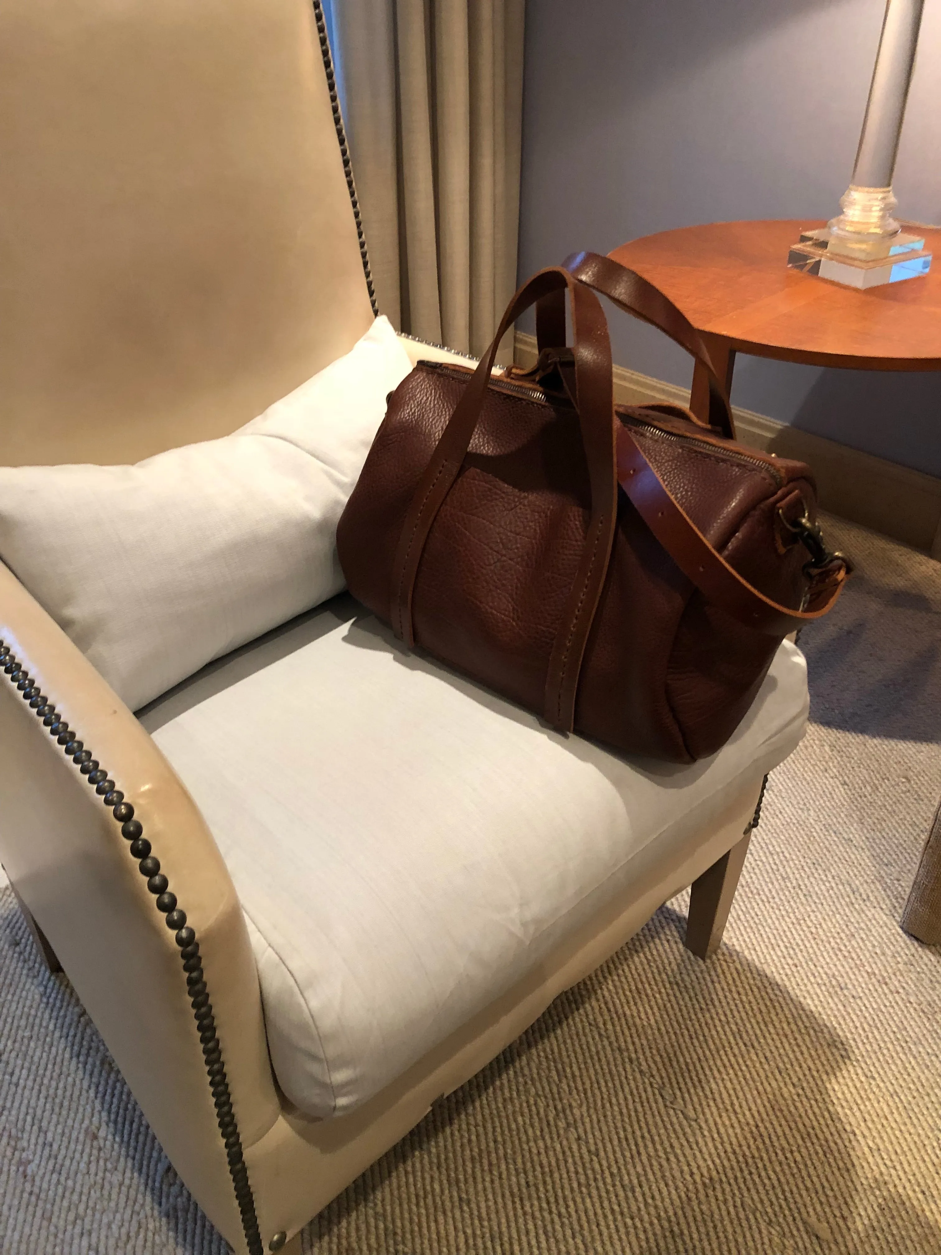 Mini Duffle / Crossbody Leather Duffle / Handmade leather travel bag / Made in New York
