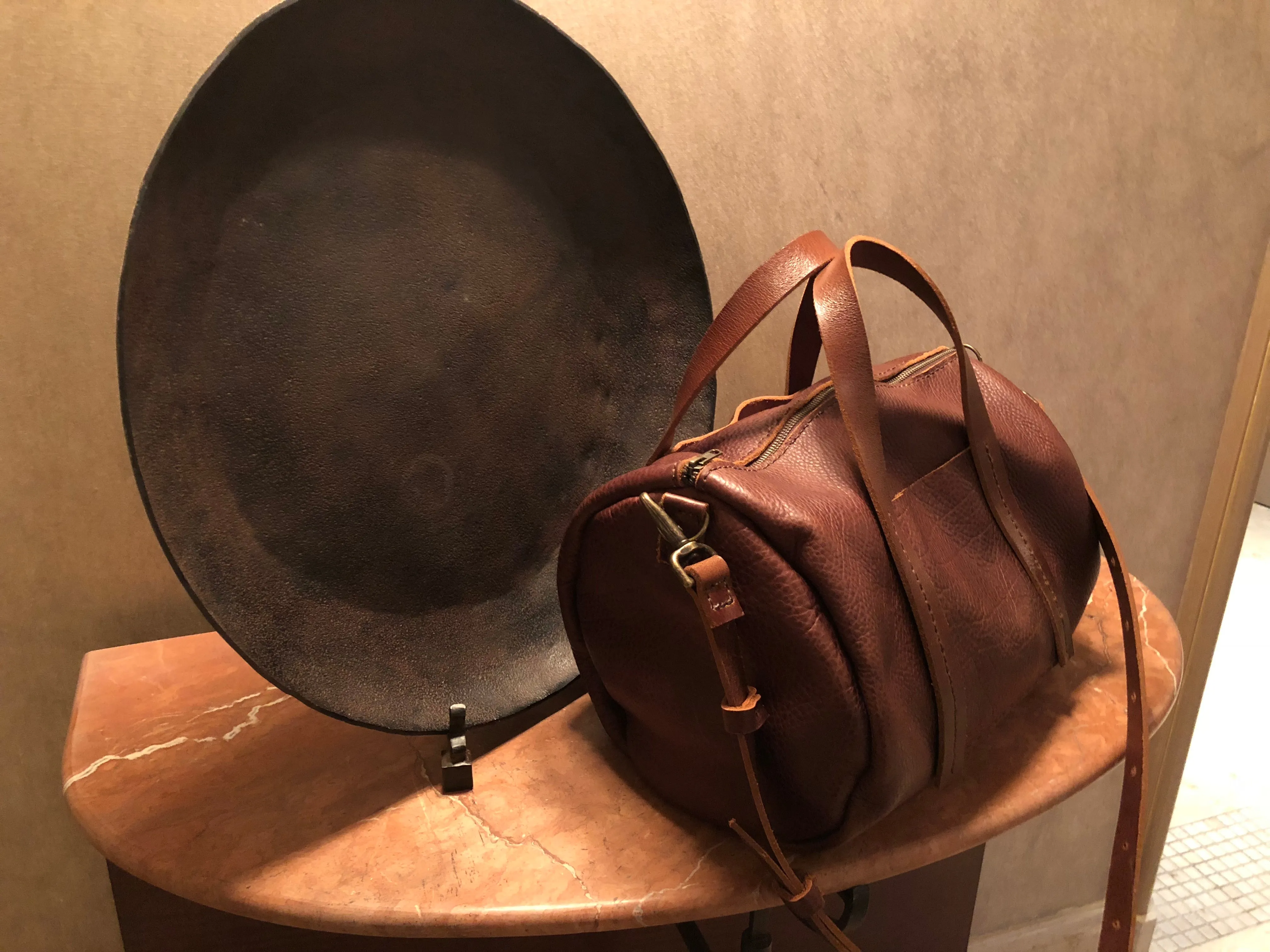 Mini Duffle / Crossbody Leather Duffle / Handmade leather travel bag / Made in New York
