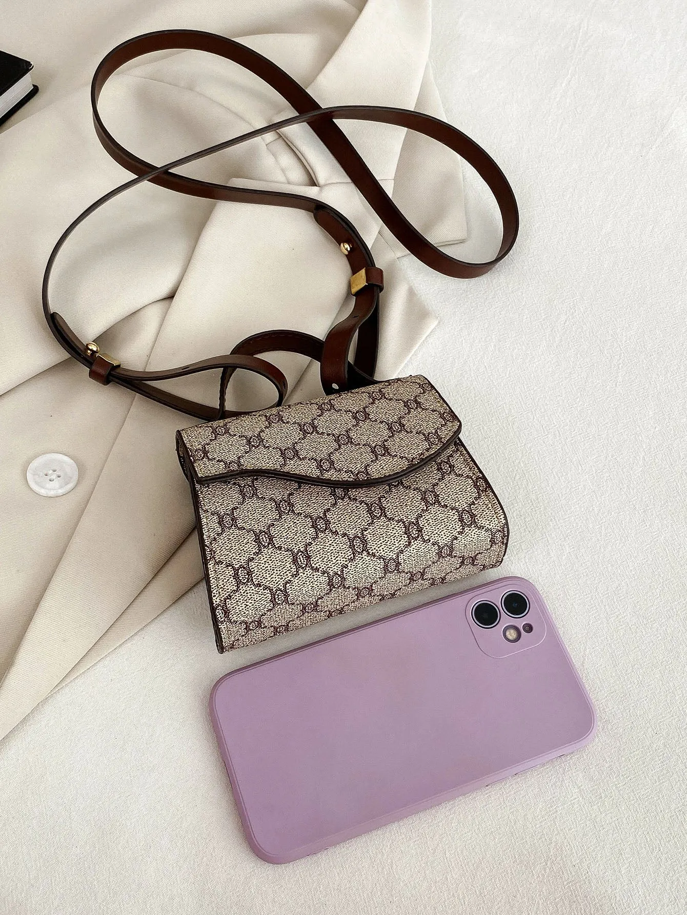 Mini Geometric Pattern Square Bag - Multicolor