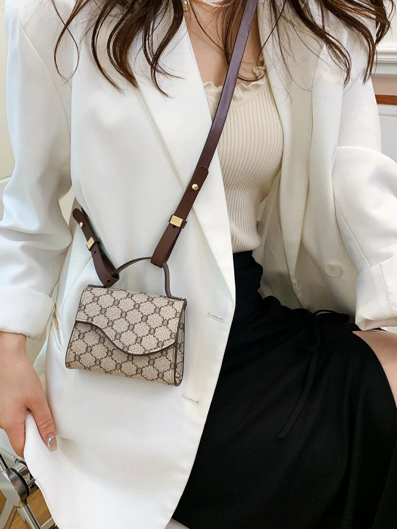 Mini Geometric Pattern Square Bag - Multicolor