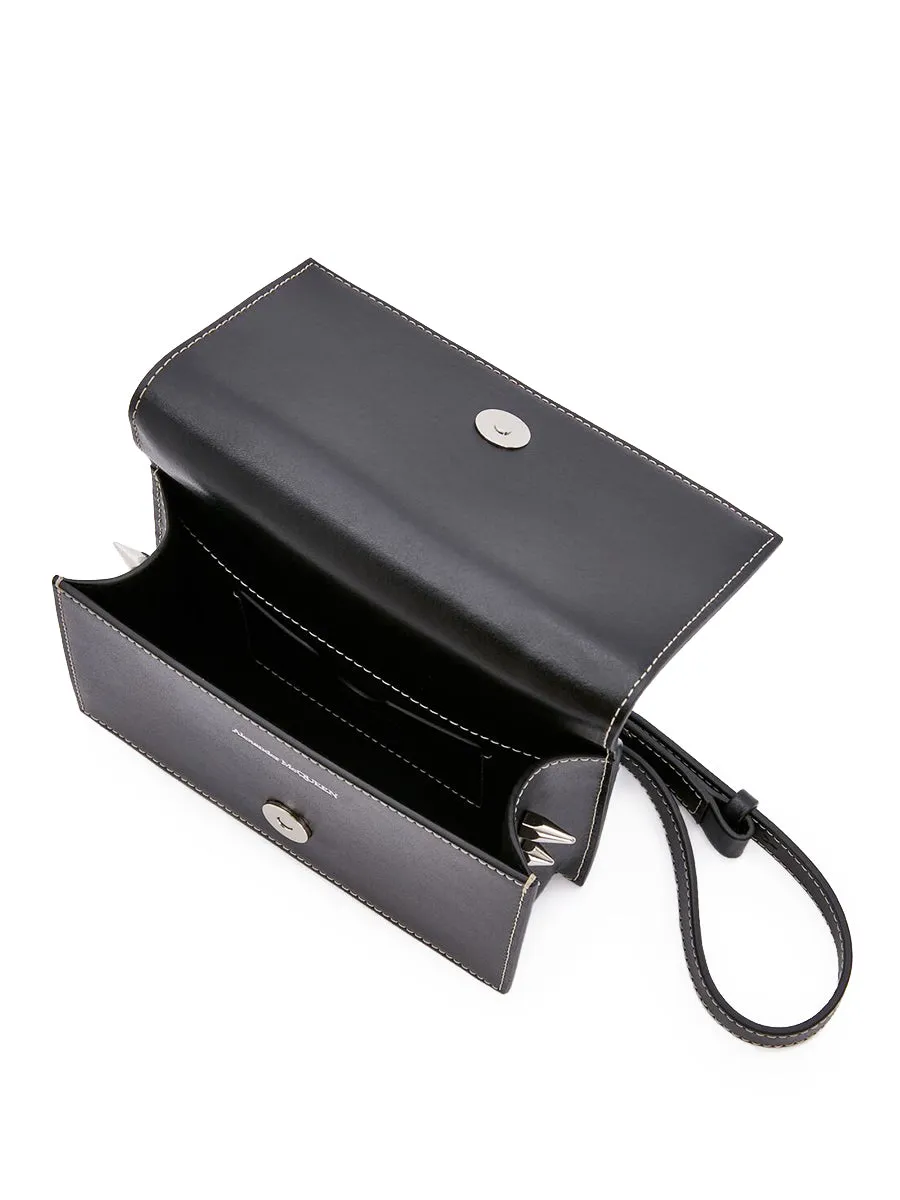 Mini Jewelled Satchel in Black Patent Leather