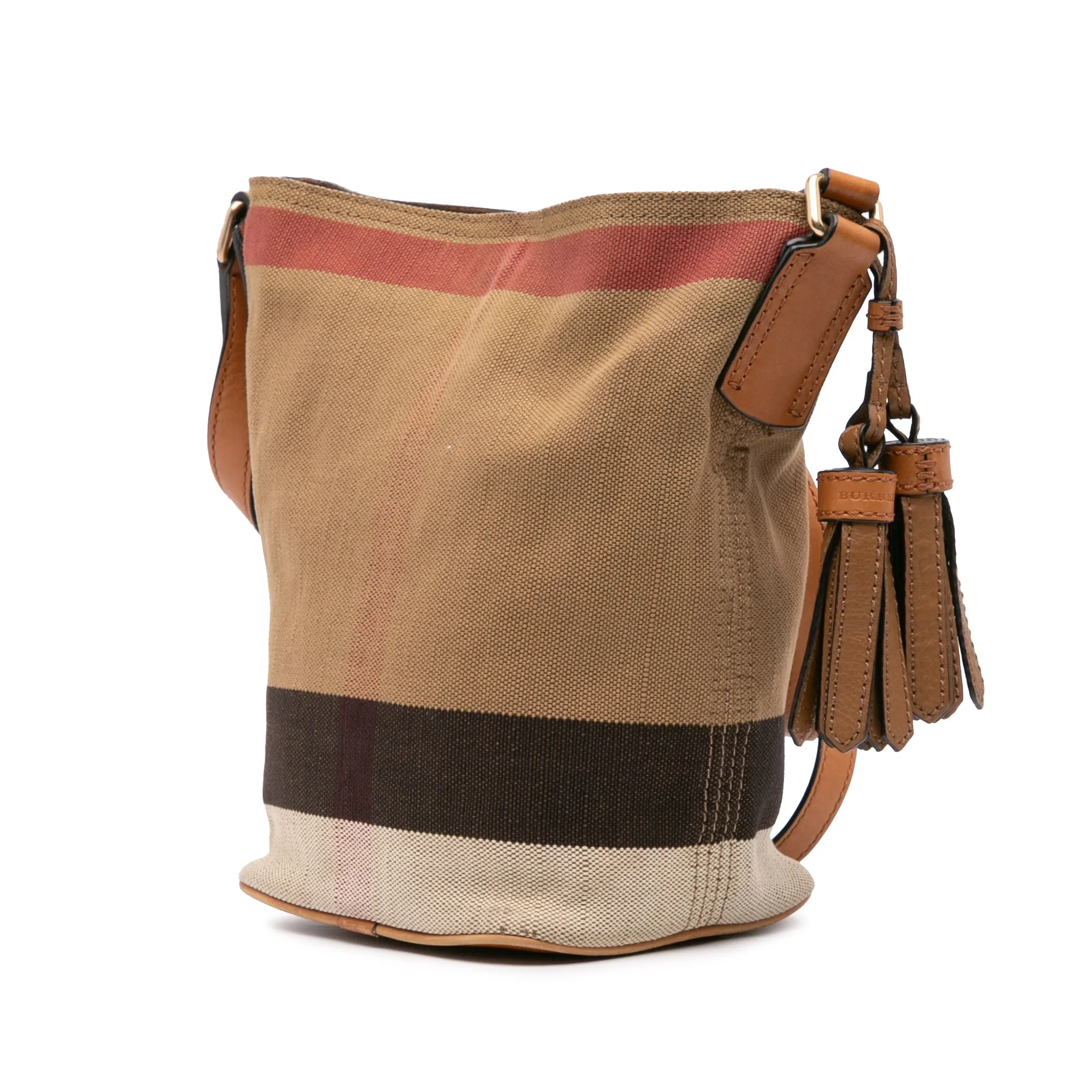 Mini Mega Check Canvas Ashby Tassel Bucket Bag