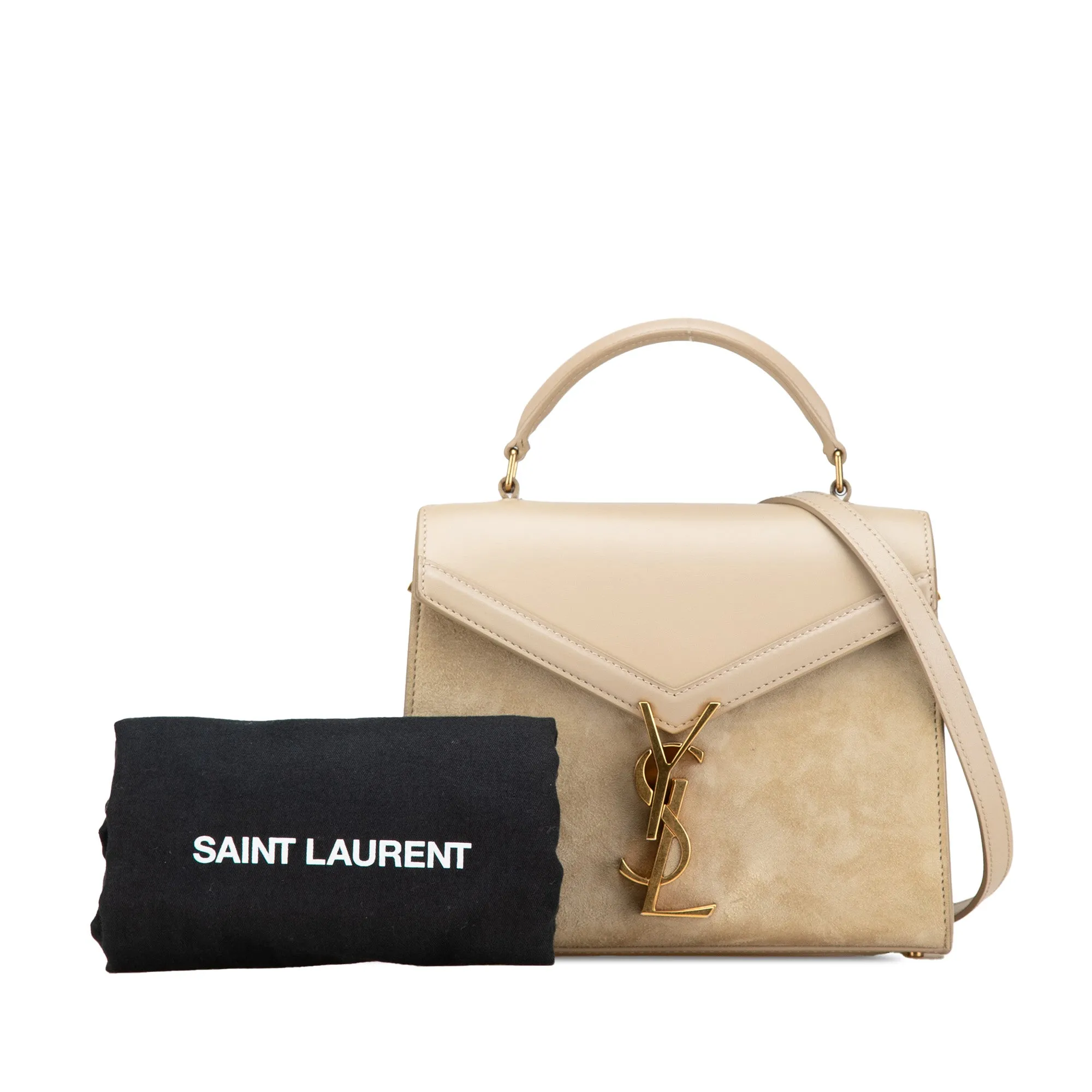 Mini Suede and Calfskin Cassandra Top Handle Bag