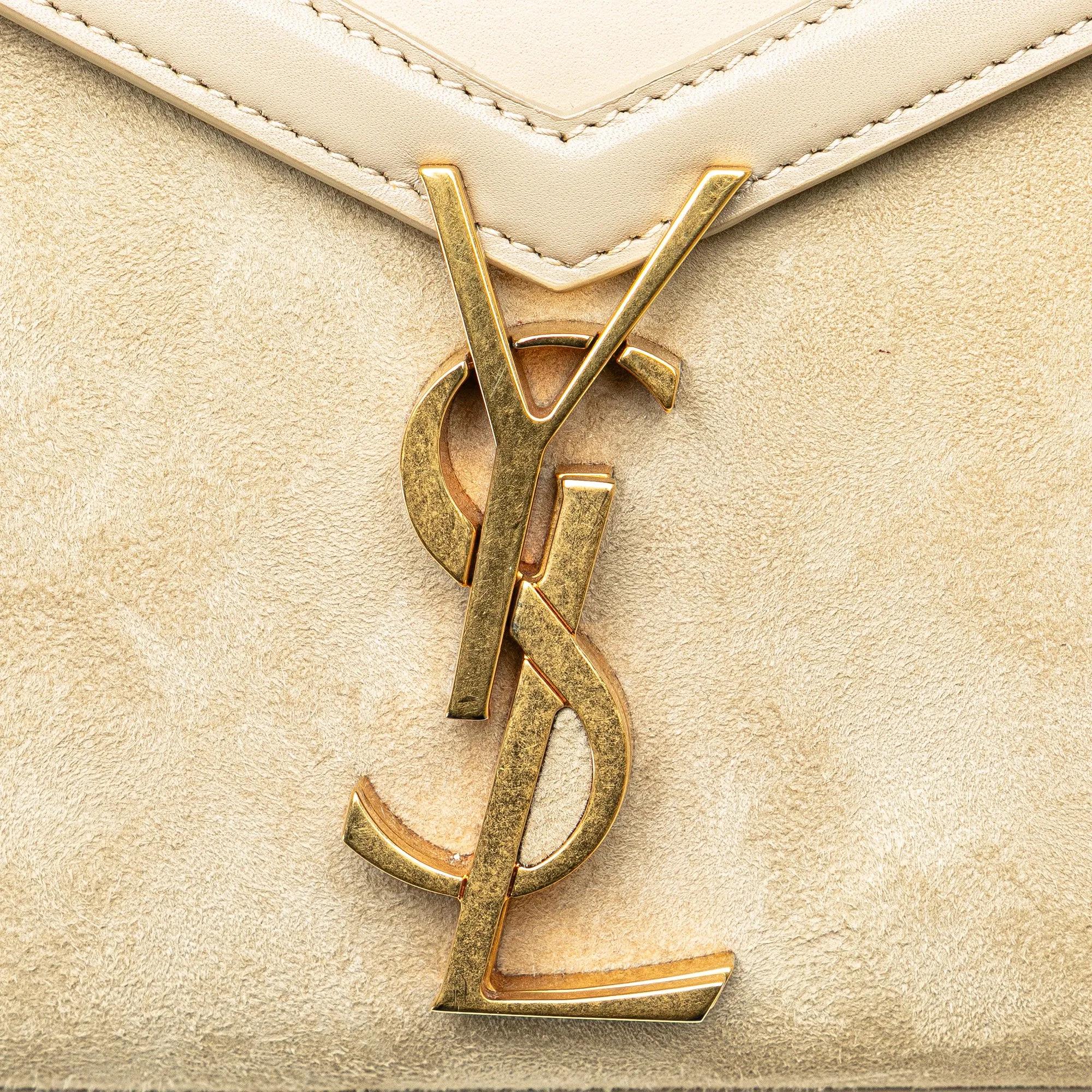 Mini Suede and Calfskin Cassandra Top Handle Bag