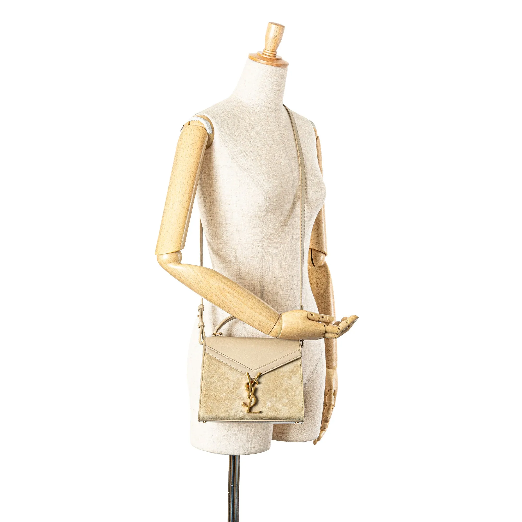 Mini Suede and Calfskin Cassandra Top Handle Bag