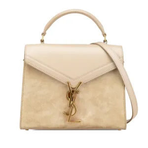 Mini Suede and Calfskin Cassandra Top Handle Bag