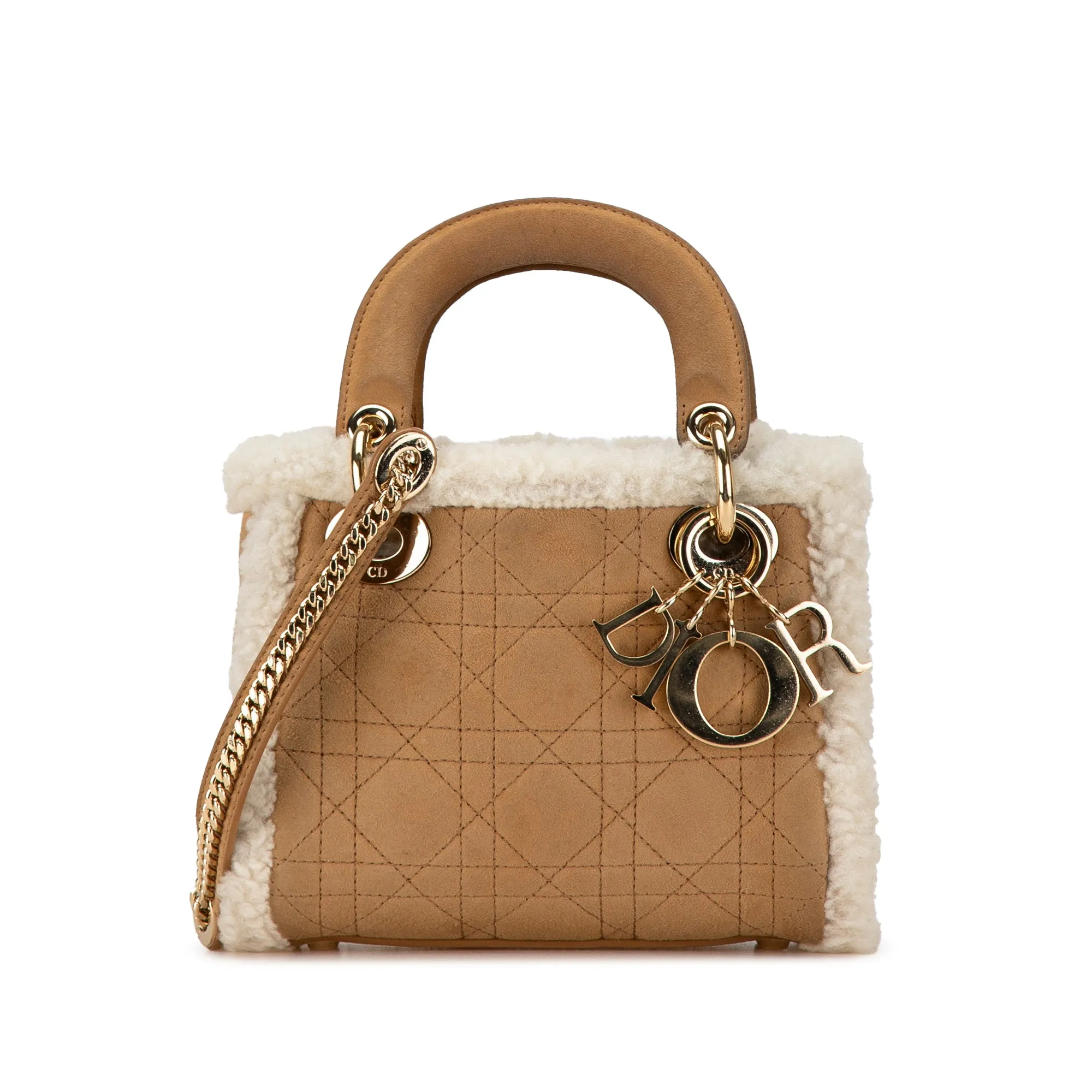 Mini Suede Shearling Cannage Lady Dior