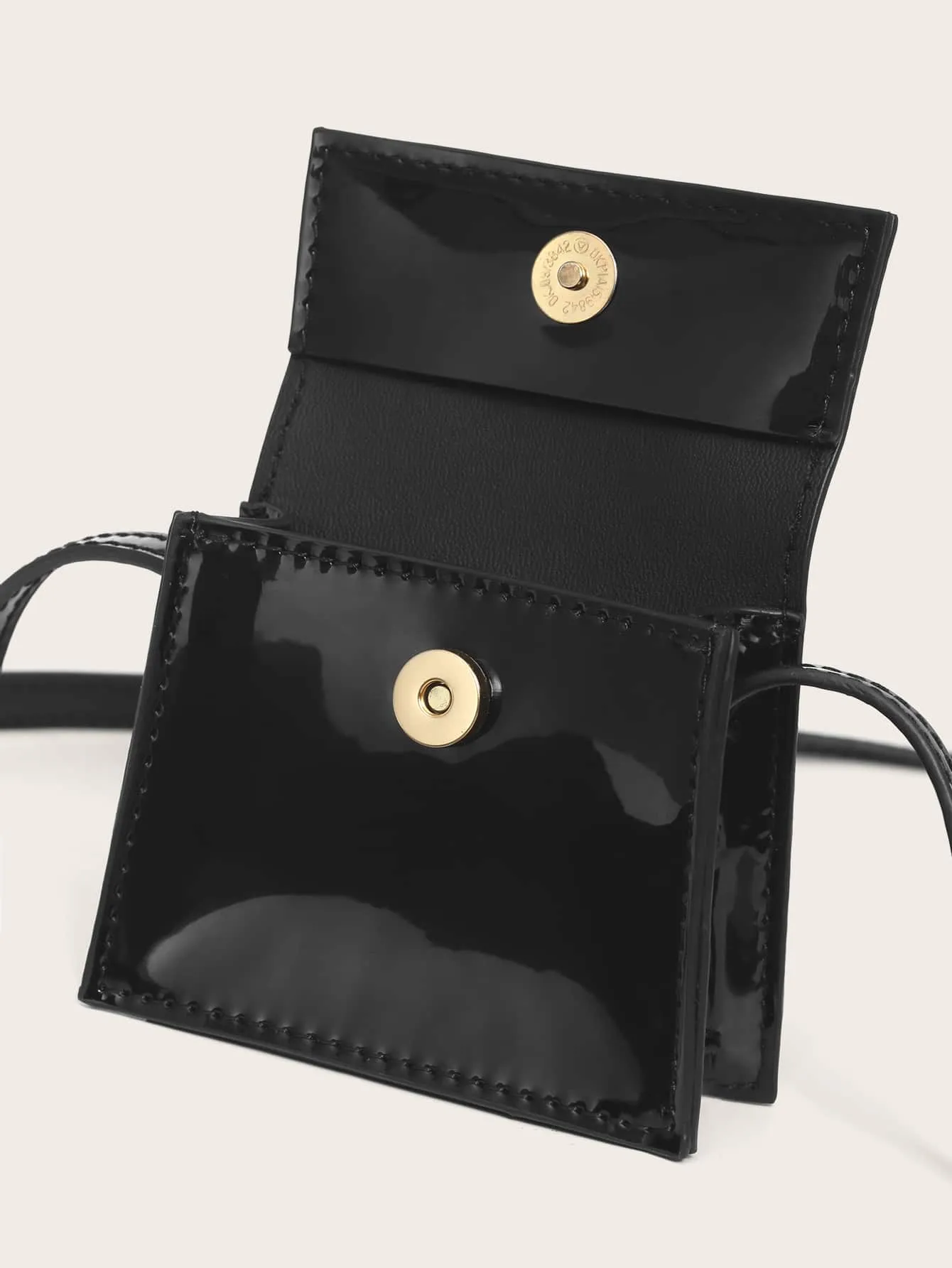 Mini Top Handle Patent Satchel Bag - Black