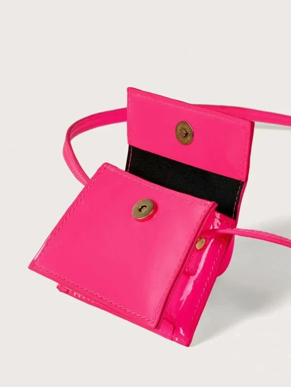 Mini Top Handle Patent Satchel Bag - Pink