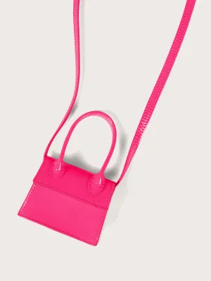 Mini Top Handle Patent Satchel Bag - Pink