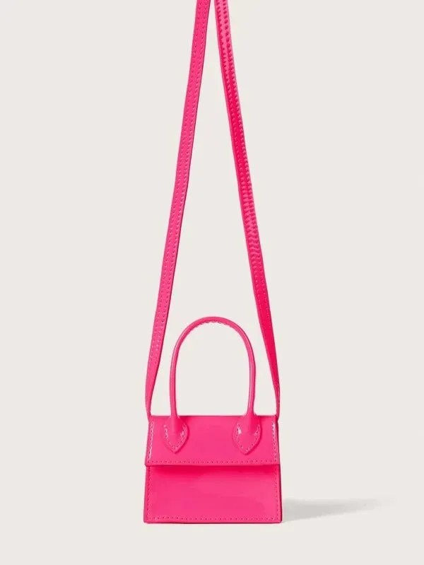 Mini Top Handle Patent Satchel Bag - Pink
