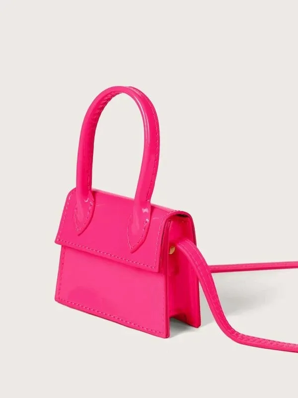 Mini Top Handle Patent Satchel Bag - Pink