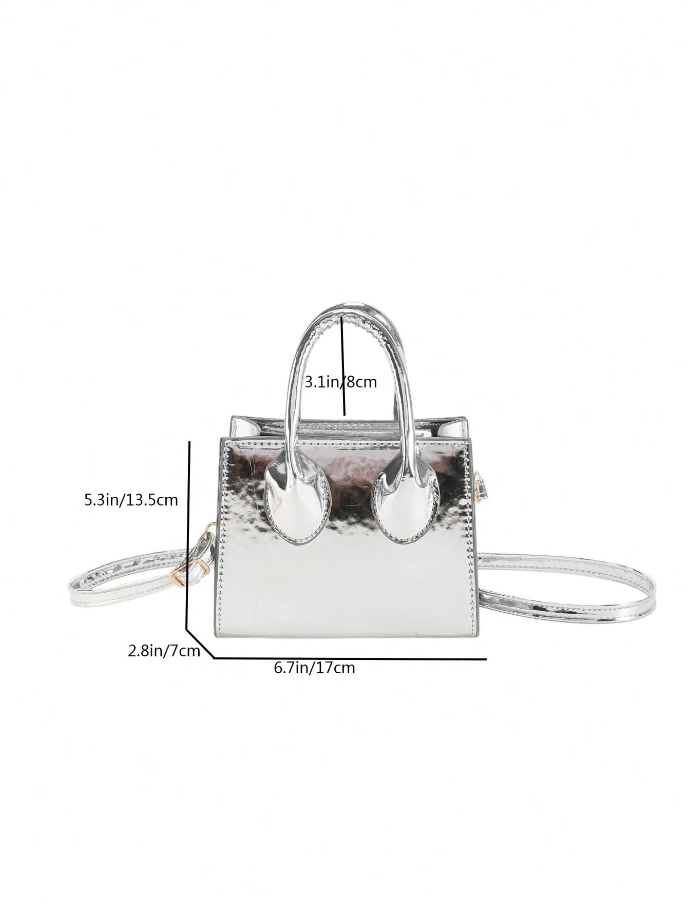 Minimalist Square Bag Mini Funky Patent Leather - Silver- FD ⚡