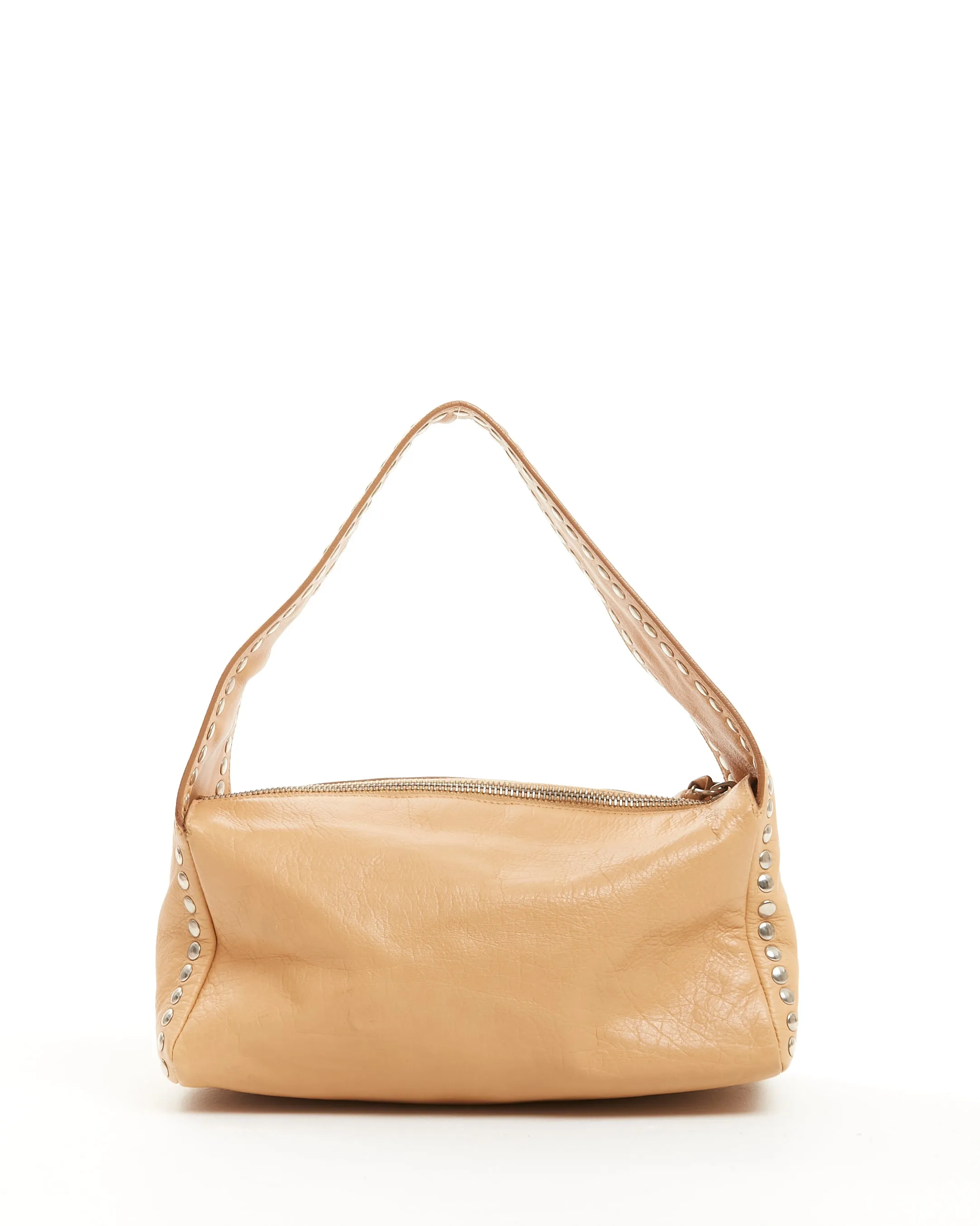 Miu Miu Beige Leather Studded Shoulder Bag