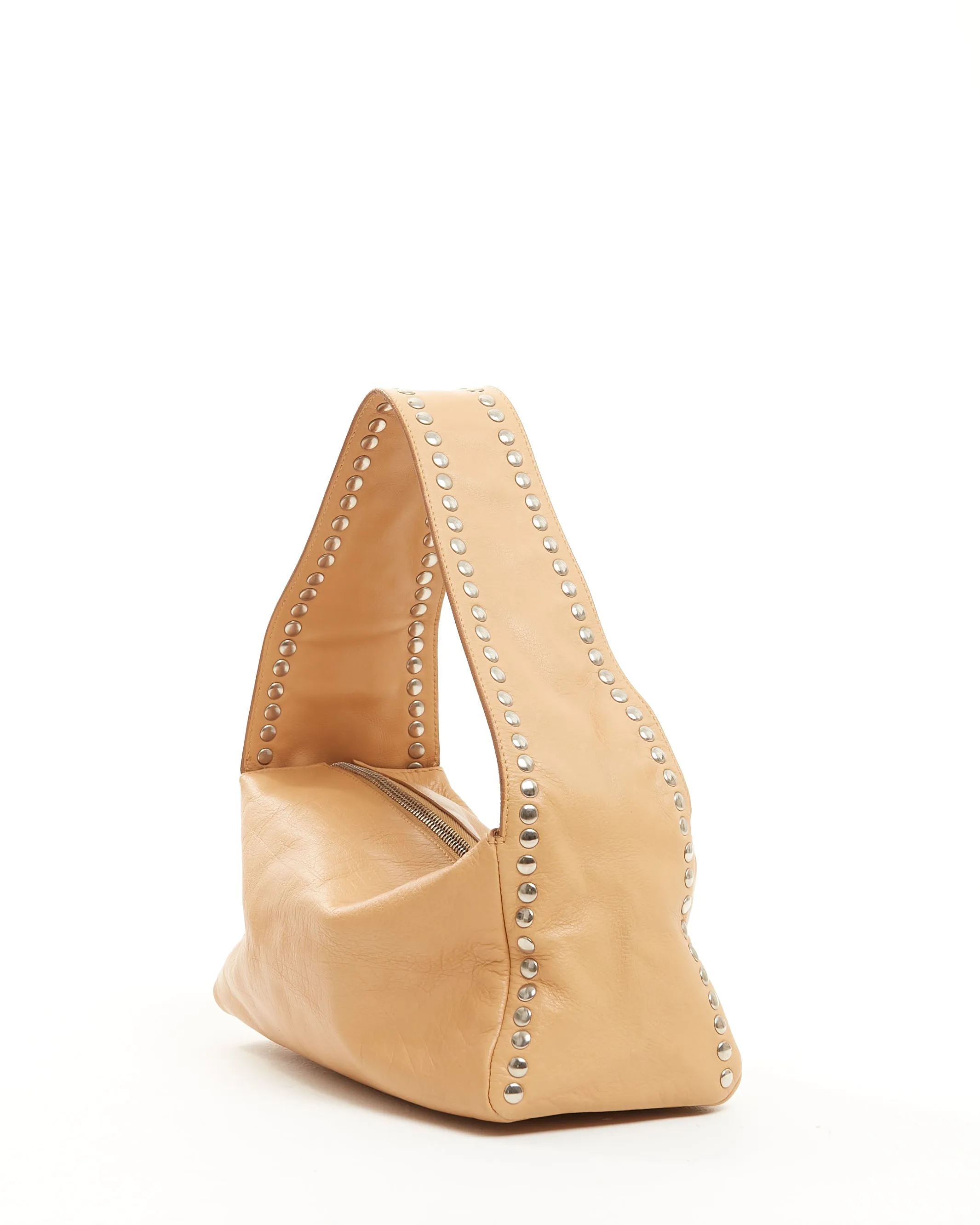 Miu Miu Beige Leather Studded Shoulder Bag