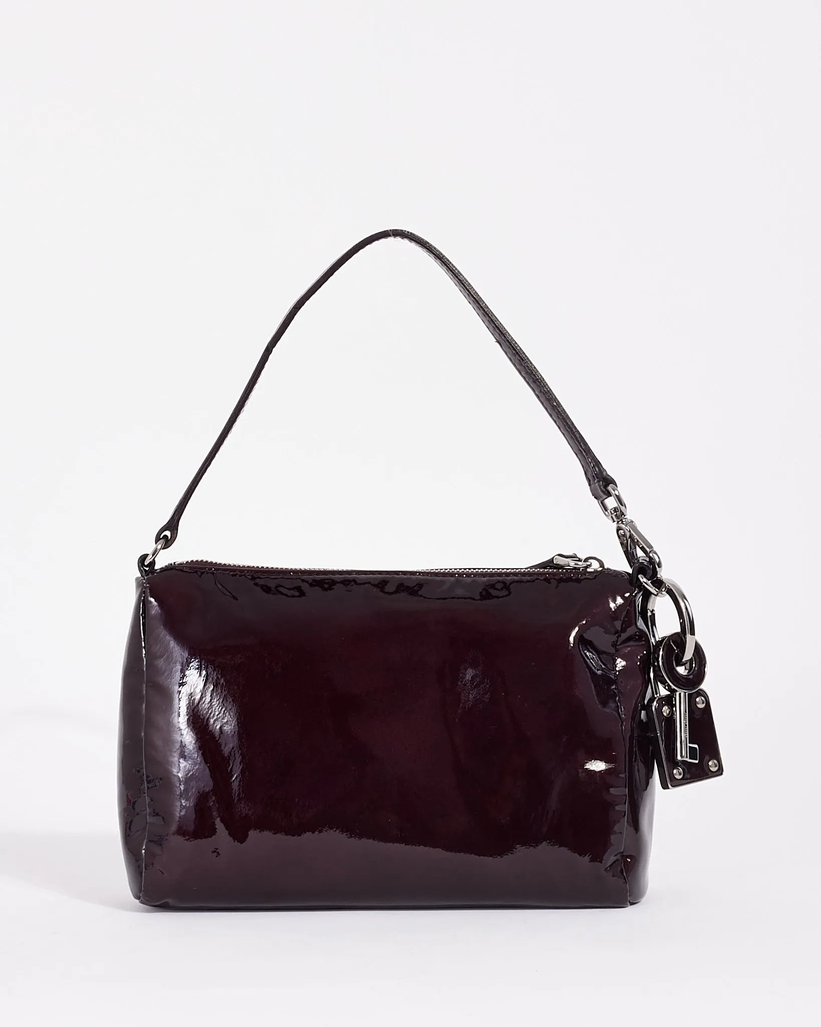 Miu Miu Purple Patent Pochette Charm Shoulder Bag