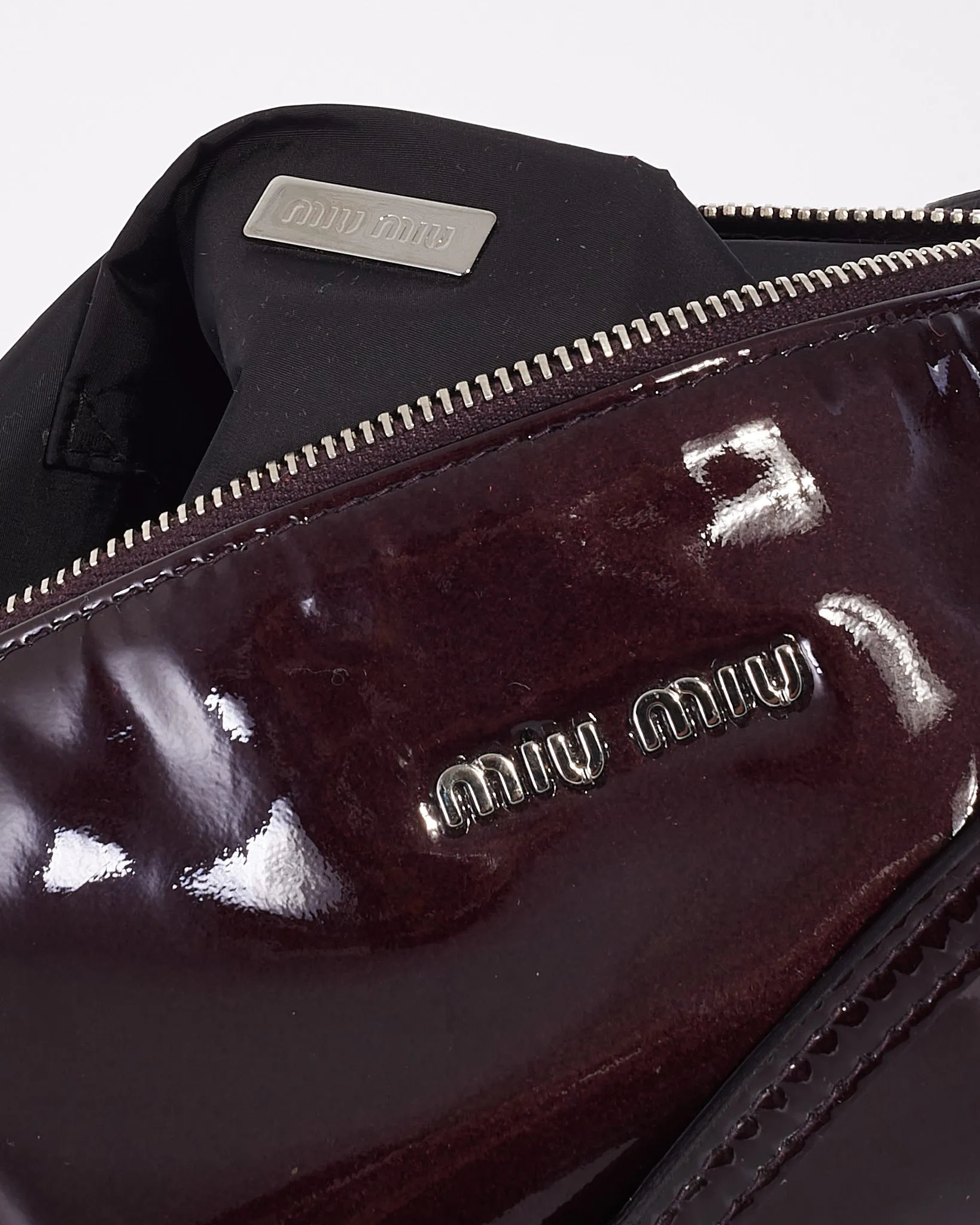 Miu Miu Purple Patent Pochette Charm Shoulder Bag