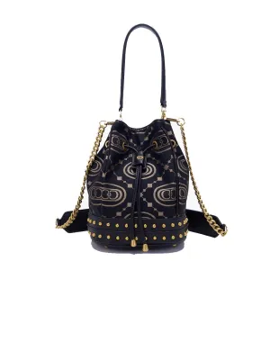 Monogram Ginger Bucket Jacquard   Leather - Black