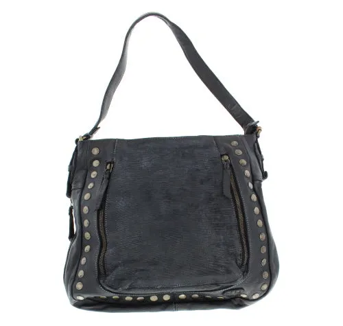MOORE LA SHOPPER STUDDED W 2 VERTICAL ZIPS BLACK -