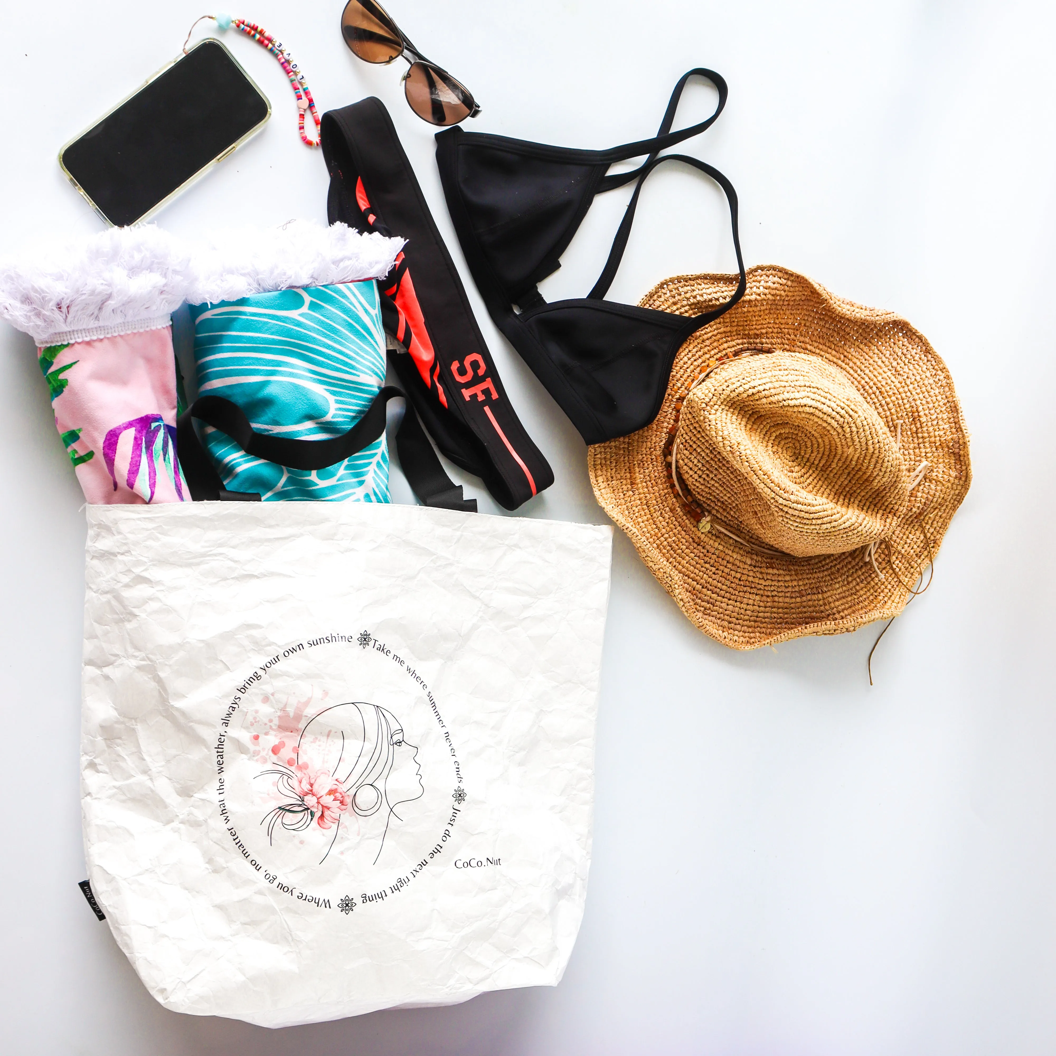 Multi purpose water proof, reversible, gym bag, Tyvek Dupont Paper & Canvas Tote Bag