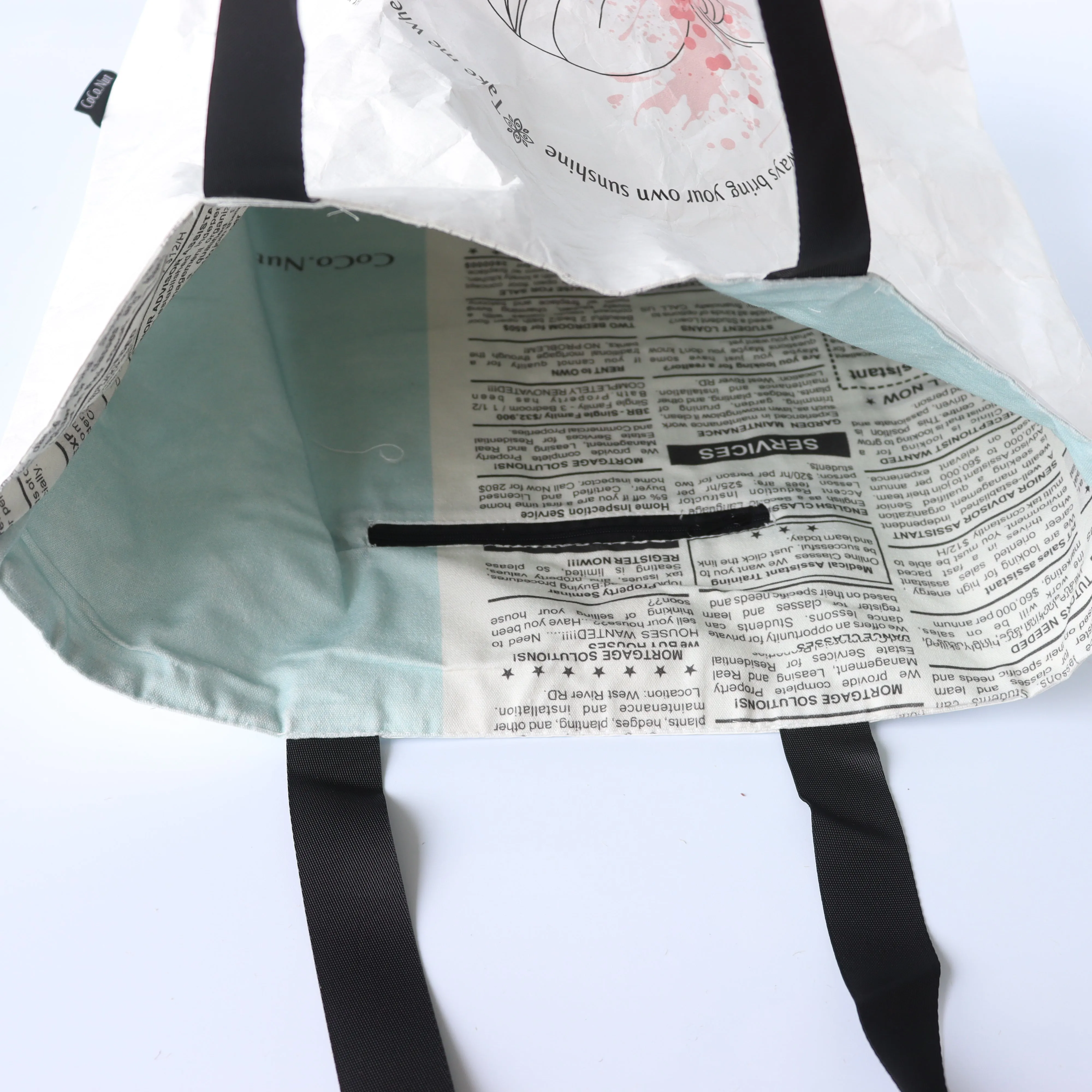 Multi purpose water proof, reversible, gym bag, Tyvek Dupont Paper & Canvas Tote Bag