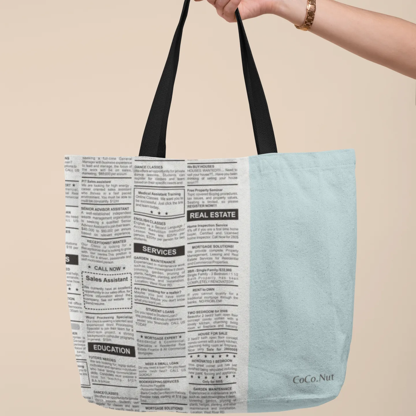 Multi purpose water proof, reversible, gym bag, Tyvek Dupont Paper & Canvas Tote Bag