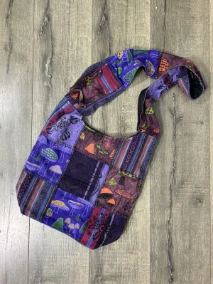 Mushroom Print Patchwork Shoulder Bag