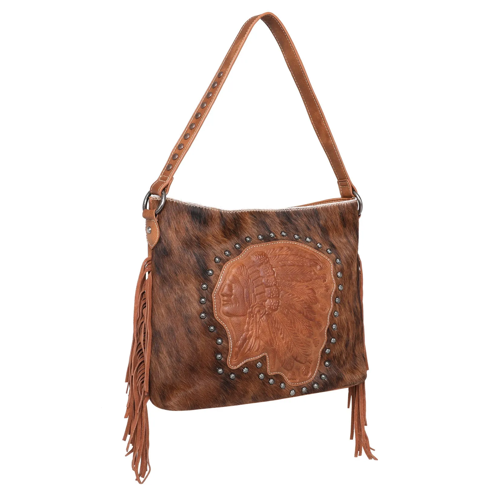 MWT118-G918 Trinity Ranch Hair-On Cowhide Indian Chief Collection Concealed Carry Hobo