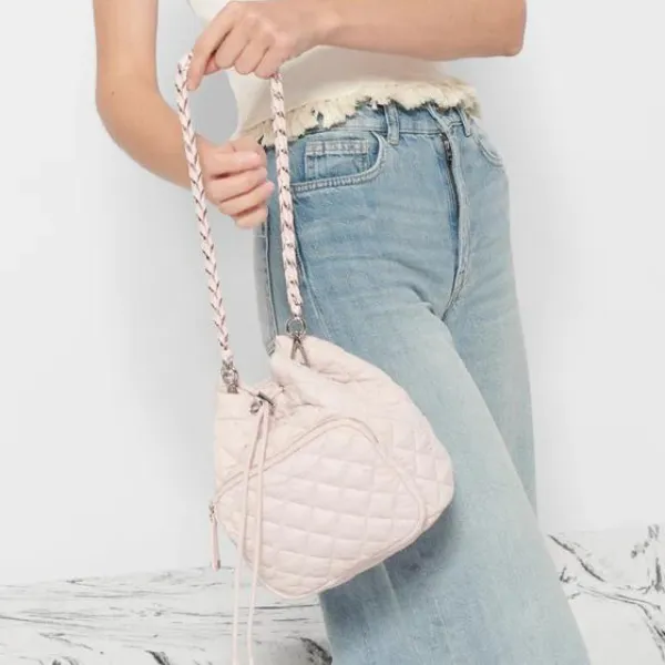 MZ Wallace Crosby Drawstring Bucket in Rose
