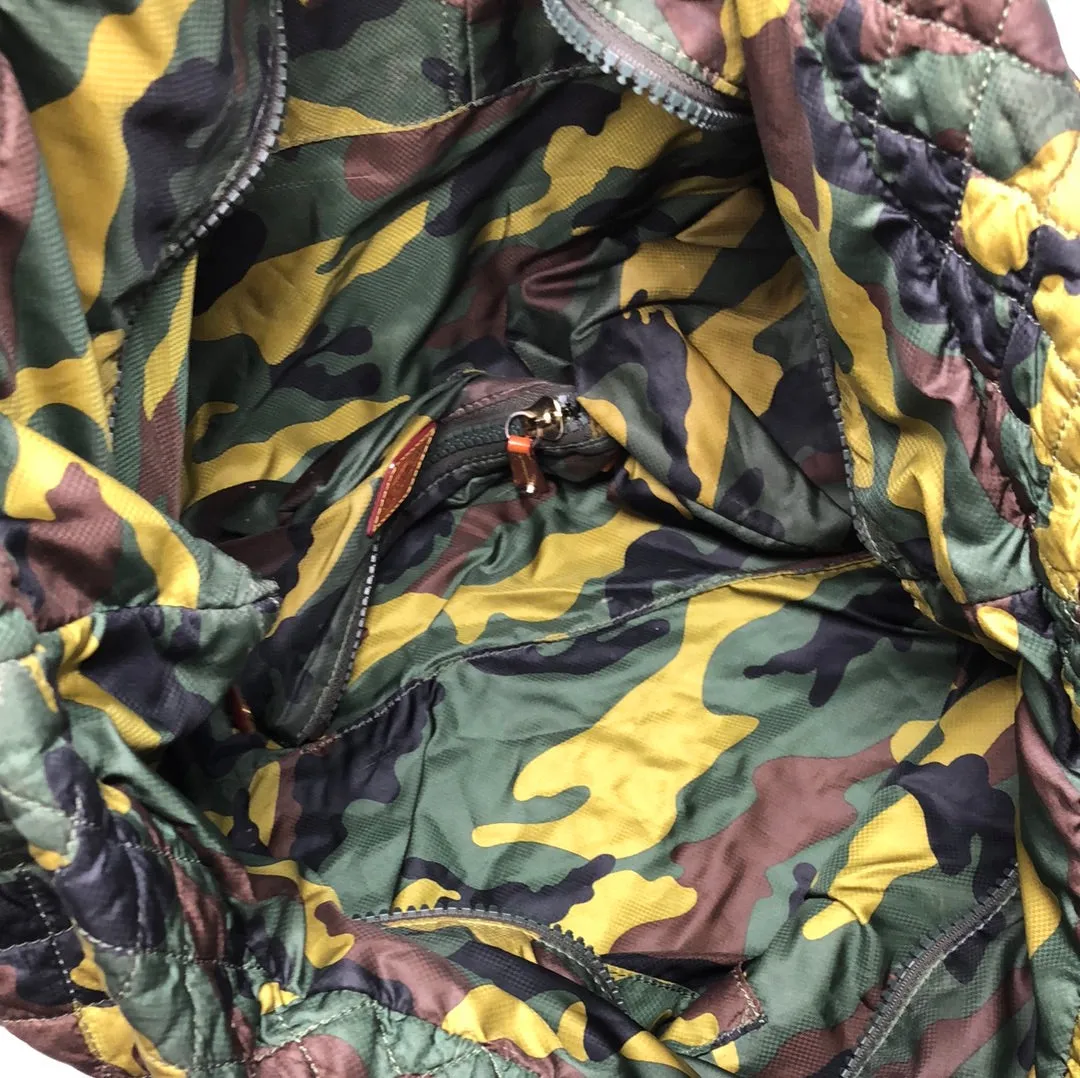MZ WALLACE Nylon Green Camo Zip Top Quilted Tote Bag