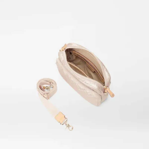 MZ Wallace Small Metro Camera Bag in Pale Rose Gold Metallic